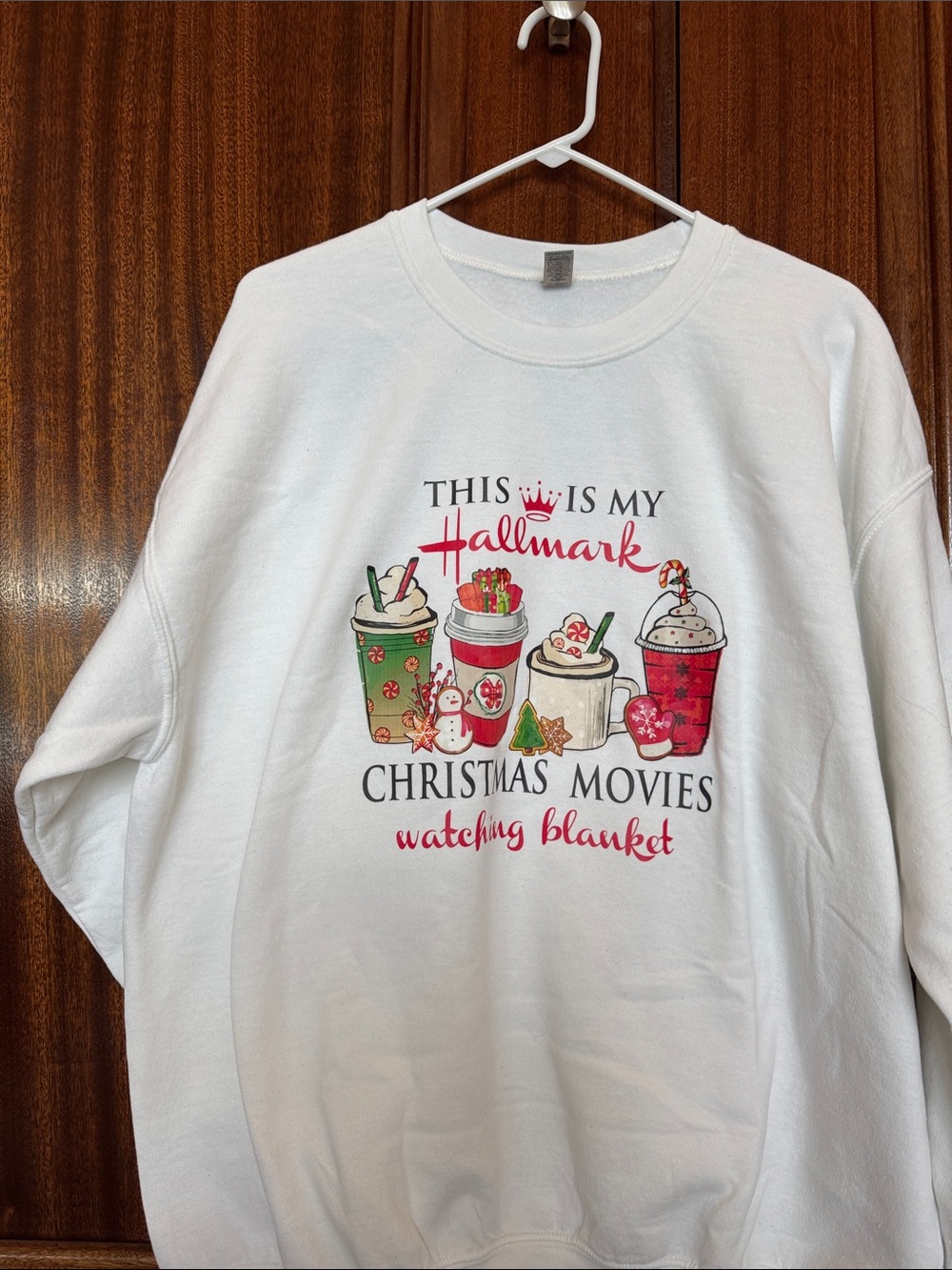 Hallmark Christmas Movies Watching Blanket Sweatshirt - White